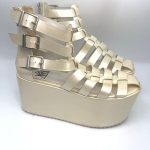 YRU Odyssey Mega Platform Gladiator Sandal Womens 10 Rave Y2K Futuristic Goth